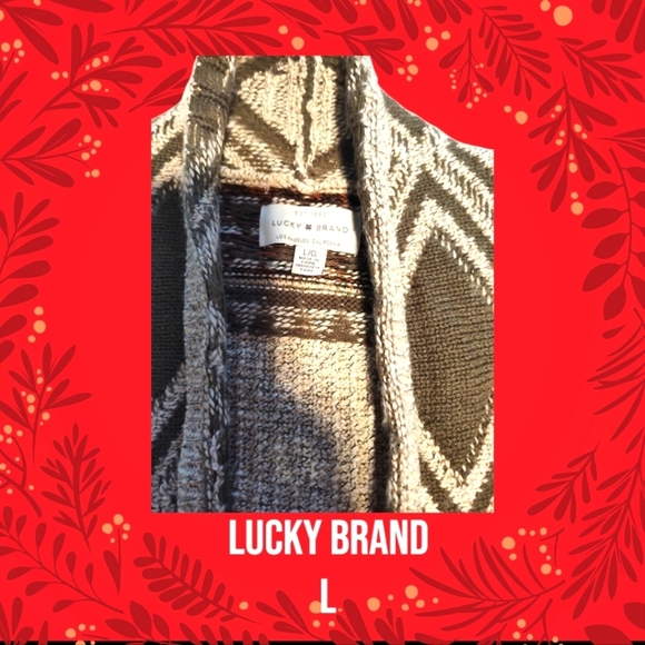 Lucky Brand Cardigan Taupe/Olive Green L - Picture 3 of 3